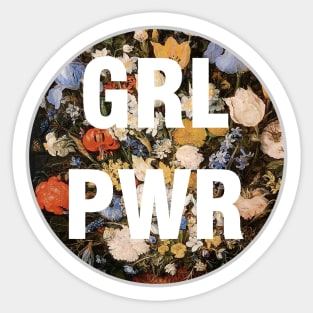 1980s Black floral feminism typography Girl Power Sticker
